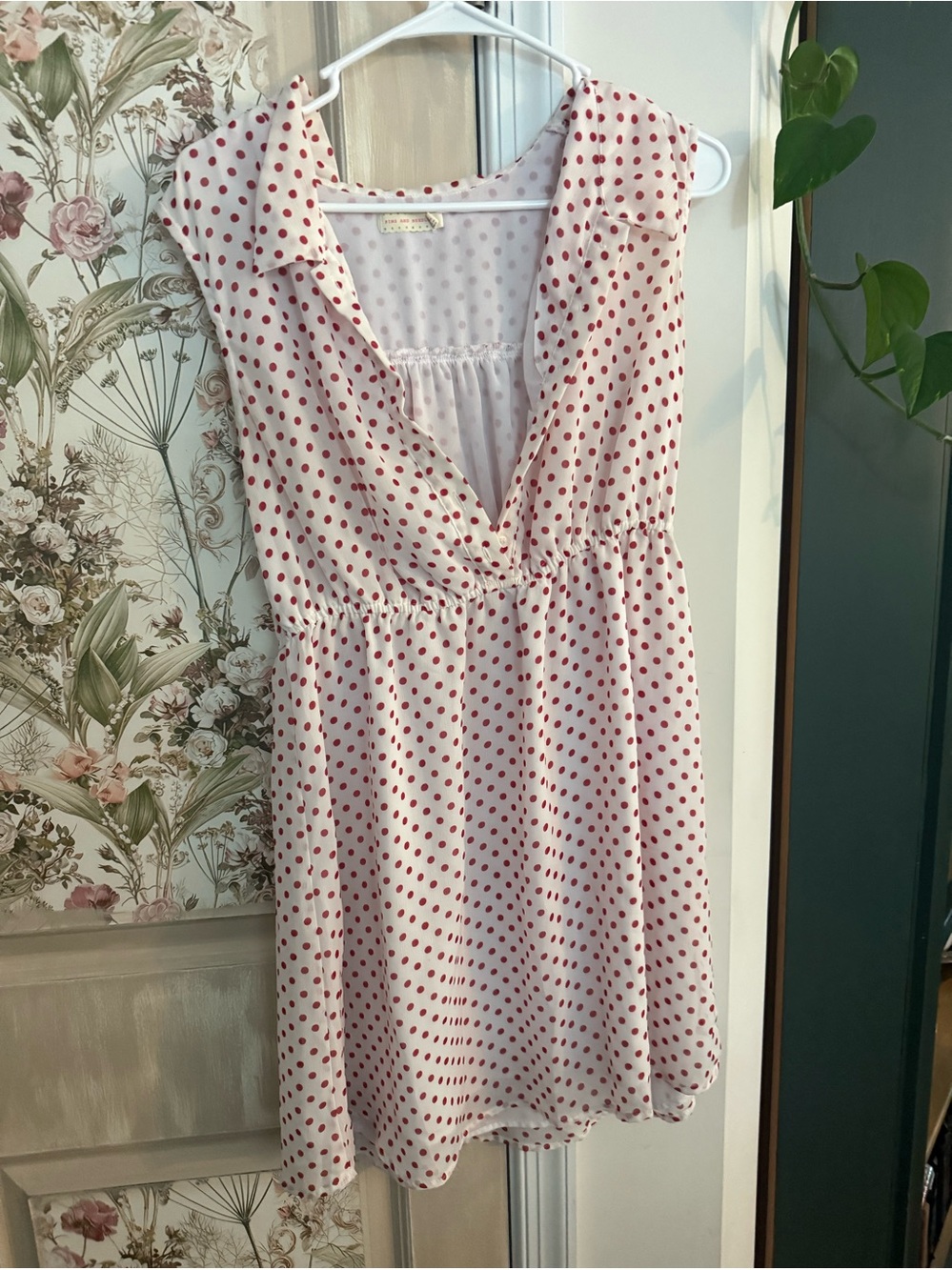 Pins & Needles Red Polka Dot Sleeveless V-Neck Mini Dress
